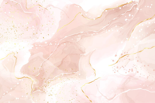 Abstract dusty rose blush liquid watercolor background with gold dots and  lines. Pastel pink marble alcohol ink drawing effect, golden splash  elements. Vector illustration of contemporary wallpaper Stock Vector |  Adobe Stock