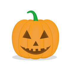 Halloween pumpkin with eyes and smile. Jack-o'-lantern. Festive pumpkin. Vector illustration isolated on white background.