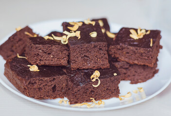 Healthy Sugar Free Chocolate Chick Peas Brownie with Dates 
 Homemade Gluten Free Vegan  Brownie 