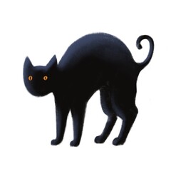 Obraz premium cute black cat, halloween illustration of funny character