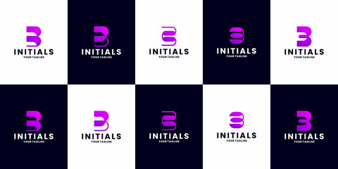 letter B abstract logo design with gradient color
