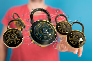 Protection network security computer and safe your data concept