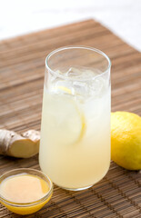 Obraz na płótnie Canvas Lemonade with lemon ginger and honey