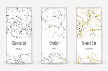 Distress Grunge Texture Set. Scratched Dirt Print.