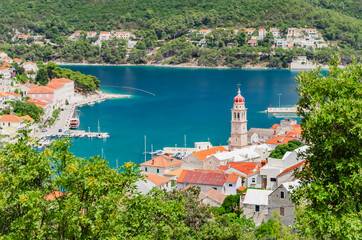 Spectacular view on Pucisca town located on the north coast of Brac island in Croatia