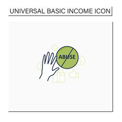 Ending abuse color icon. Stop exploitation. Universal basic income concept. Isolated vector illustration