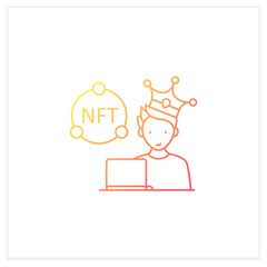 NFT artist gradient icon. Content creator. Crypto artist. Creating more NFTs works. Having copyright. Isolated vector illustration.Suitable to banners, mobile apps and presentation