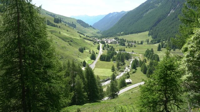 The picturesque village of Chianale on a sunny summer morning, in the Varaita Valley, Piedmont, northern Italy.