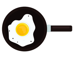 Аried egg in a frying pan breakfast svg vector illustration