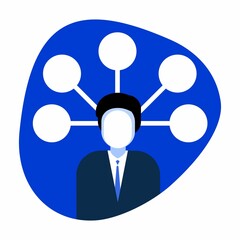 Multitasking icon. Vector, symbol, illustration. A person thinks about many things. Logos are great ideas. Office emblem. For the site, for the application.