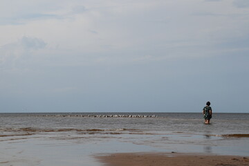 walking on the beach