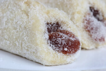 Traditional Brazilian sweet called Goiabinha. These buttery cookie have guava jelly inside. 