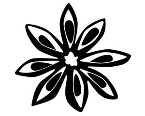 Star anise, spices vector black silhouette for logo or pictogram. Spices - star anise - aromatherapy spice for sign or icon
