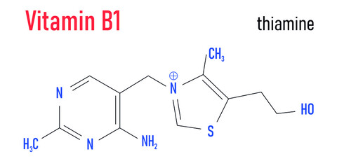 Vitamin B1 (thiamine) molecule. Skeletal formula.