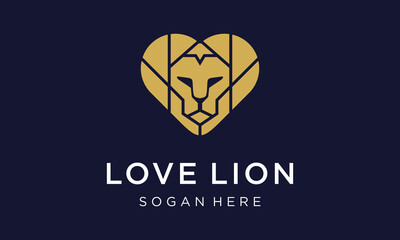 lion love icon or logo inspiration lion with heart - vector illustration