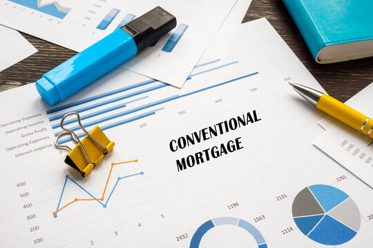 Conceptual photo about Conventional Mortgage with written text.