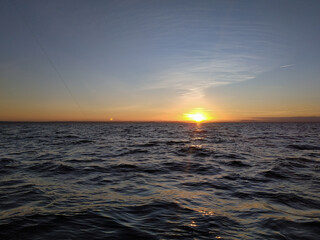 Fototapeta premium sunset and moon over the mediterranean sea, Spain