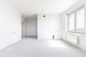 interior of the apartment without decoration in gray colors