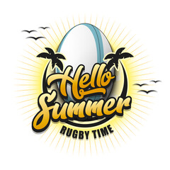 Hello summer. Rugby time - obrazy, fototapety, plakaty