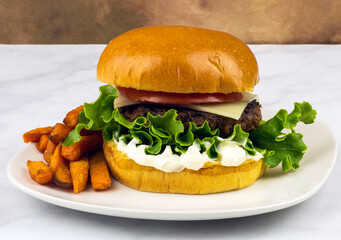 plant based burger on a brioche bun