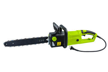 New electric chain saw isolated on a white background