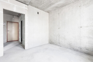 interior of the apartment without decoration in gray colors