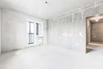 interior of the apartment without decoration in gray colors