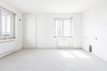 interior of the apartment without decoration in gray colors