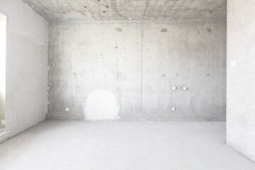 interior of the apartment without decoration in gray colors