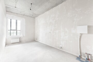 interior of the apartment without decoration in gray colors