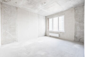 interior of the apartment without decoration in gray colors