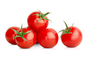 fresh cherry tomatoes on isolated white background