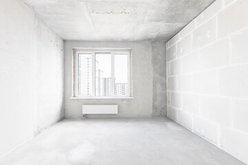 interior of the apartment without decoration in gray colors