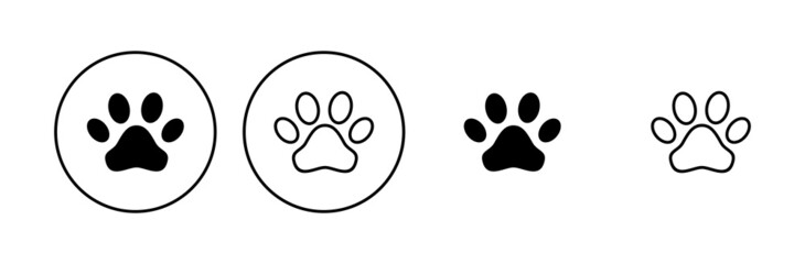 Paw icon set. paw print icon vector. dog or cat paw