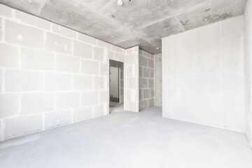 interior of the apartment without decoration in gray colors