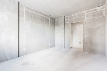 interior of the apartment without decoration in gray colors