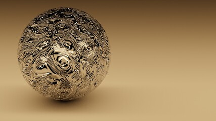 3D render ball of gold on a light background
