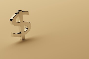 3D render dollar symbol made of gold.