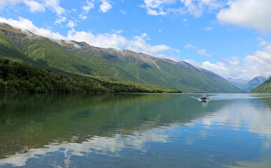 Water taxi is coming, Nelson Lakes NP, New Zealand
