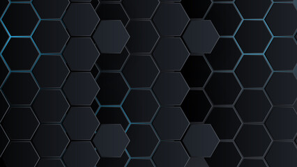 abstract futuristic hexagonal background with blue light