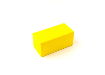 Multicolor toy wooden blocks isolated on white background.