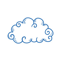 Hand drawn cloud set. Doodle sketch style cloud. Simple outline scribble draw. Vector illustration.