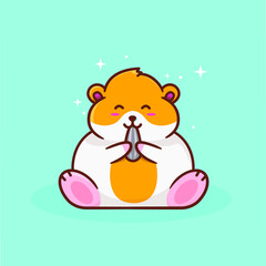cute hamster eat some seed, flat illustration