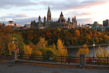 Canadian parliament in the city of Ottawa durinmg autumn
