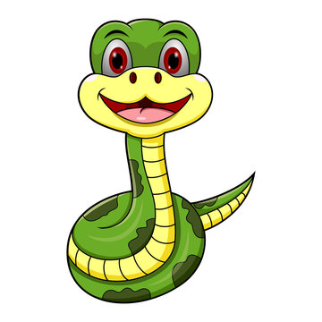 Cartoon cute happy snake smile
