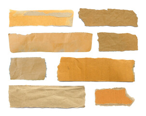 Collection of Recycled paper,crumpled paper,unfolded piece paper on white background