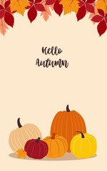 Naklejka na ściany i meble Autumn harvest. Vector illustration with copy space. Flat design