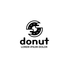 Donut logo. Street food icon. Modern flat restaurant or cafe logotype. Vector design concept. fastfood sign illustration