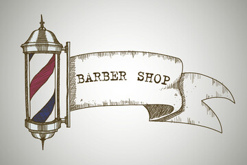Vintage barbershop emblems, labels, badges, logos. Layered. Text is on separate layer.
