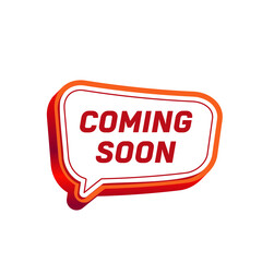 Red banner coming soon. Coming Soon Text Label Vector Template Design Illustration